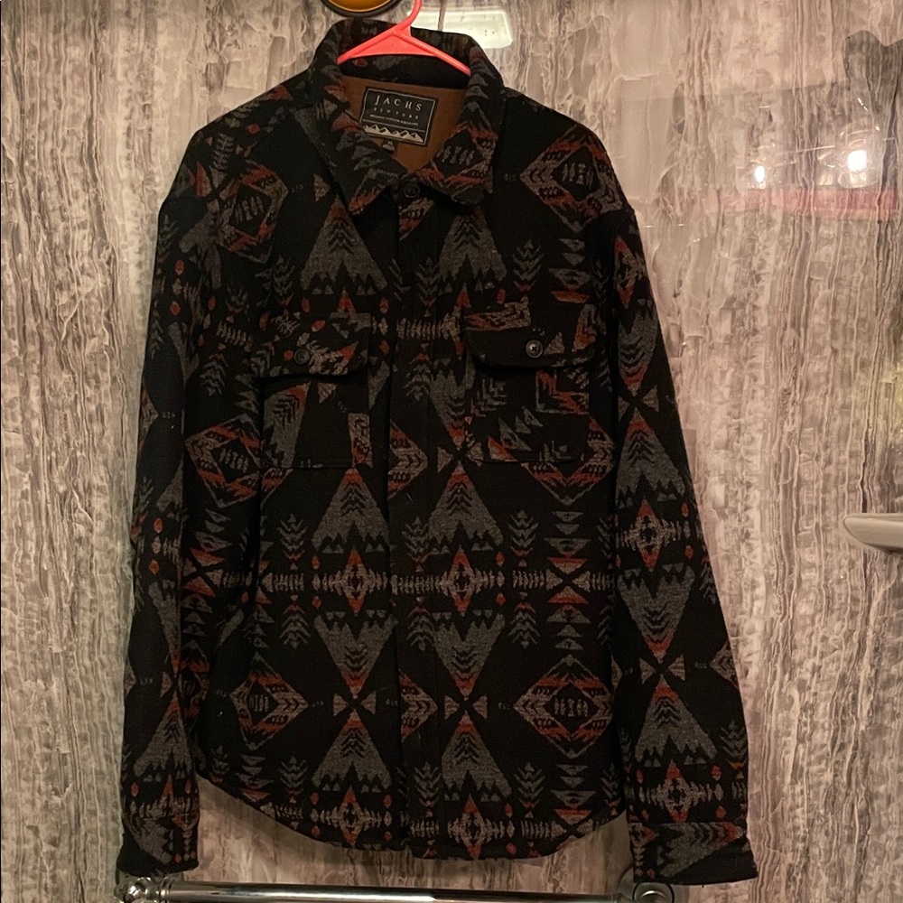 Jachs Men's Black and Red Geometric Jacket